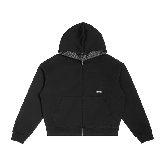 ZS Plaid Boxy Zip Up Hoodie